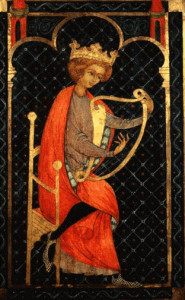 Medieval manuscript showing David playing the lyre; David had the gift of charming people and making them love him