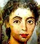 2nd century painting of a beautiful young woman: from the Fayum coffin portraits