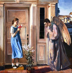 John Collier, painting of the Annunciation with the Angel Gabriel and Mary