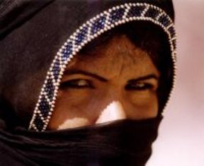 Middle Eastern woman with partial face covering