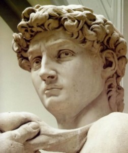 Statue of David by Michelangelo, detail of the head