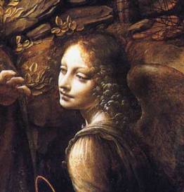 Madonna of the Rocks, Leonardo da Vinci, detail of the angel