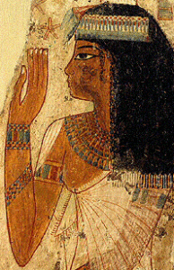 Wall paintings showing an ancient Egyptian woman