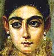 Face of an ancient Jewish Egyptian woman, from a Fayum coffin portrait
