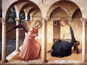 Famous painting of the Annunciation, by Fra Angelico
