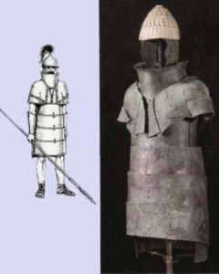 Early Greek body armor; Jephtah and his men were not as well armed as this