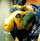 Gold and lapis lazuli statue of a ram caught in a bush or thicket