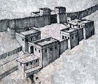 Reconstruction sketch of the entrance gateways and towers of the Megiddo fortress