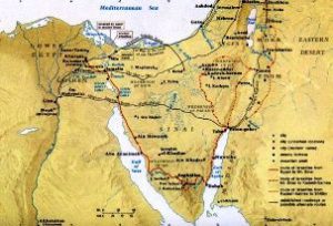 Map of the possible route taken by Miriam and Moses