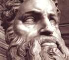 Detail of the head of Moses, statue by Michelangelo