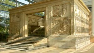 The Ara Pacis, an altar to Peace built by the Emperor Augustus, newly built at the time Priscilla was living in Rome