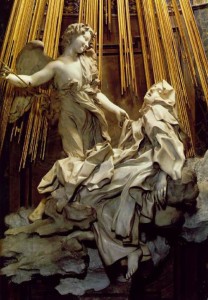 Bernini, The Ecstasy of St. Teresa of Avila, Rome, marble sculpture with angel and reclining figure of St Teresa
