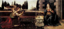 Bible painting of the Annunciation, by Leonardo da Vinci