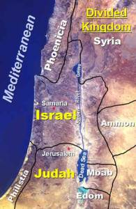 From Rehoboam until after the Exile in Babylon, the country was divided into Israel in the north, Judah in the south