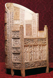 Archaeologists found 12,000 pieces of carved ivory in the burned ruins of the palace at Samaria, which is why it was called the 'Ivory House'. The throne above, though from a later period, shows how ivory plaques were used to decorate furniture and walls in ancient palaces