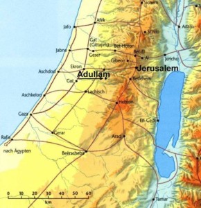 Map showing location of Adullam