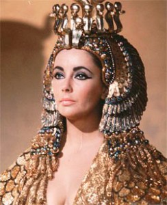 JEZEBEL: This image from the film 'Cleopatra' shows Elizabeth Taylor in the headdress and make-up of an Eastern queen.