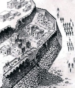 Reconstruction of the collapse of the walls surrounding Jericho.