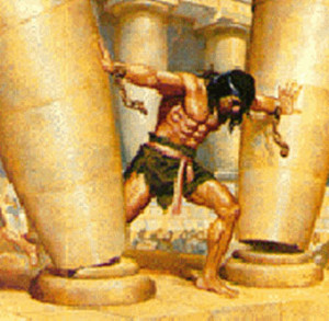 Painting depicting the moment when Samson demolished the two main columns of the Temple of Dagon