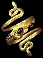 Ancient gold bracelet in the shape of a double-headed snake