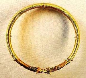 Gold torque with lion heads, circa 350BC, excavated at the site of the palace at Susa