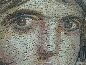 Mosaic of a young woman's face