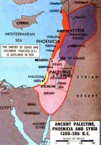 Map of ancient Palestine, Phoenicia and Syria in 1200-586 BC