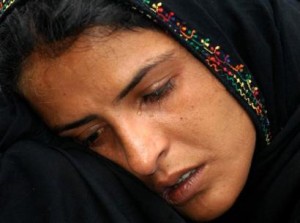 Young woman with a grief-stricken face