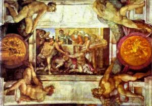 Paintings of Noah and the Ark, Michelangelo, 1508-12, Sacrifice of Noah