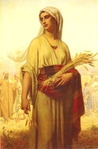 Ruth and Naomi in Bible Paintings: Merle Hugues, Ruth in the Fields, Bible Art Gallery: paintings from the Old and New Testaments