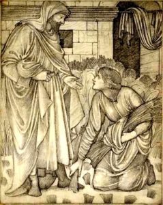 Ruth meets Boaz, drawing by Edward Burne-Jones