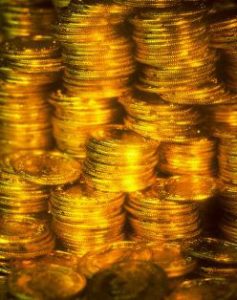 Piles of golden coins