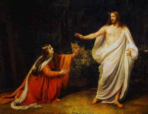 Jesus warns Mary Magdalene not to touch him: Noli me tangere