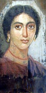 MARTHA AND MARY: BIBLE WOMEN: FAYUM PORTRAIT - Coffin portrait of a Middle Eastern woman, 1st century AD