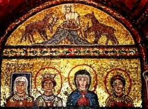 Church mosaic of four Christian women revered in the early Church