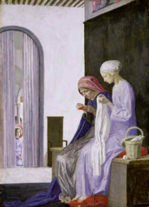 Elizabeth and Mary, Robert Anning Bell. Note the angel behind the curtain