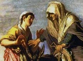 Ruth and Naomi in Bible Paintings: Detail of Ruth and Naomi, unknown artist