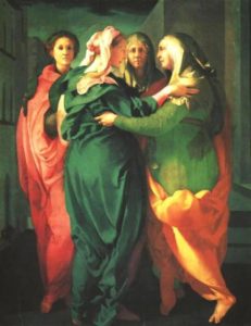 'The Visitation', by Jacopo Pontormo. Green is the traditional colour or symbol of new life.
