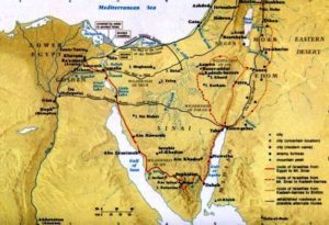 This map shows a possible route taken by the Hebrew tribes in their search for a new homeland