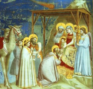 Giotto, the Wise Men visit the newborn Jesus