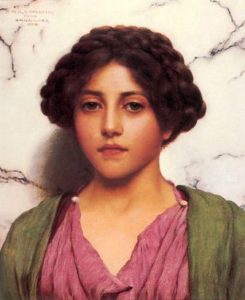 Godward painting of a beautiful young woman