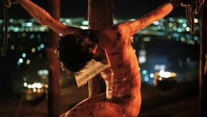 Jesus hanging on the cross in 'Jesus of Montreal'