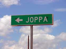 Sign post pointing to Joppa (actually, Joppa in Texas; apologies to the people of Joppa, Texas...)