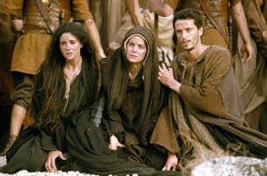 Mary Magdalene, Mary of Nazareth, and John in the film 'The Passion of the Christ'