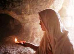 Mary Magdalene at the empty tomb on Easter morning