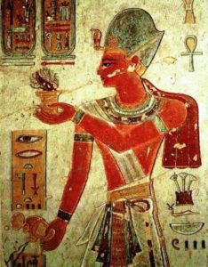 Wall painting of an Egyptian pharaoh