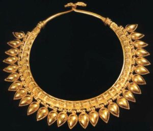 Gold necklace found at Nimrud, an ancient Assyrian city