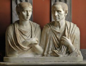 These 1st century Roman statues are of Gratidia and Gratidius Libanus, not of Prisca and Aquila, but they are a beautiful image of loving mutual support between husband and wife. The woman in particular radiates strength and calm.