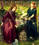 Leah and her younger sister Rachel draw water from the well, Dante Gabriel Rossetti