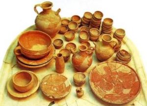 Ancient table pots and plates, excavated in Israel